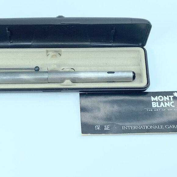 Montblanc Turbo Fountain Pen 1980s Brushed Steel Medium Steel Nib w/box ST007 - Picture 1 of 11